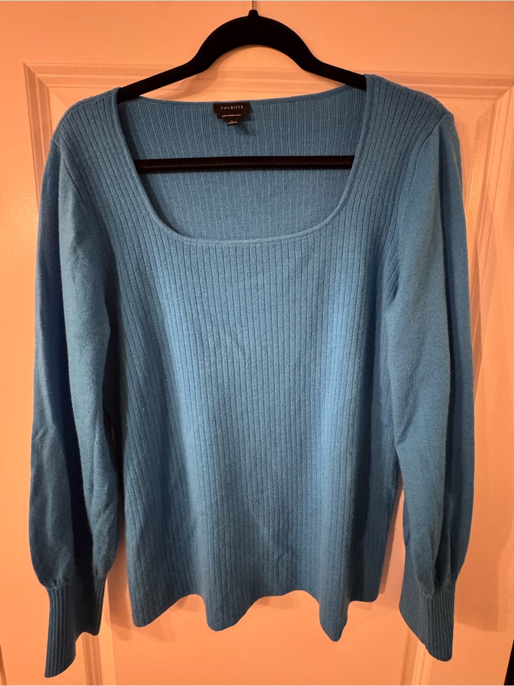 Talbots Sky Blue Ribbed Square-Neck Sweater